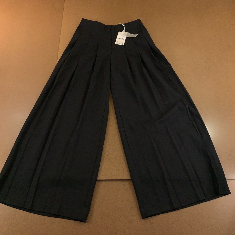 Nakd Womens 32 Black Stretch Pleat Detail Mid Waist Suit Trouser Pants NWT